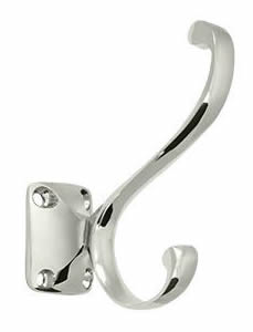 Deltana Solid Brass Heavy Duty Coat and Hat Hook - Polished Nickel