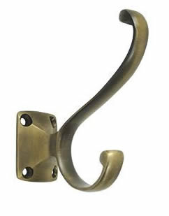 Deltana Solid Brass Heavy Duty Coat and Hat Hook - Antique Brass