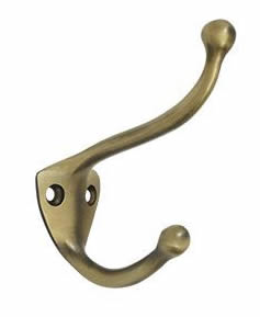 Deltana Solid Brass Coat and Hat Hook - Antique Brass