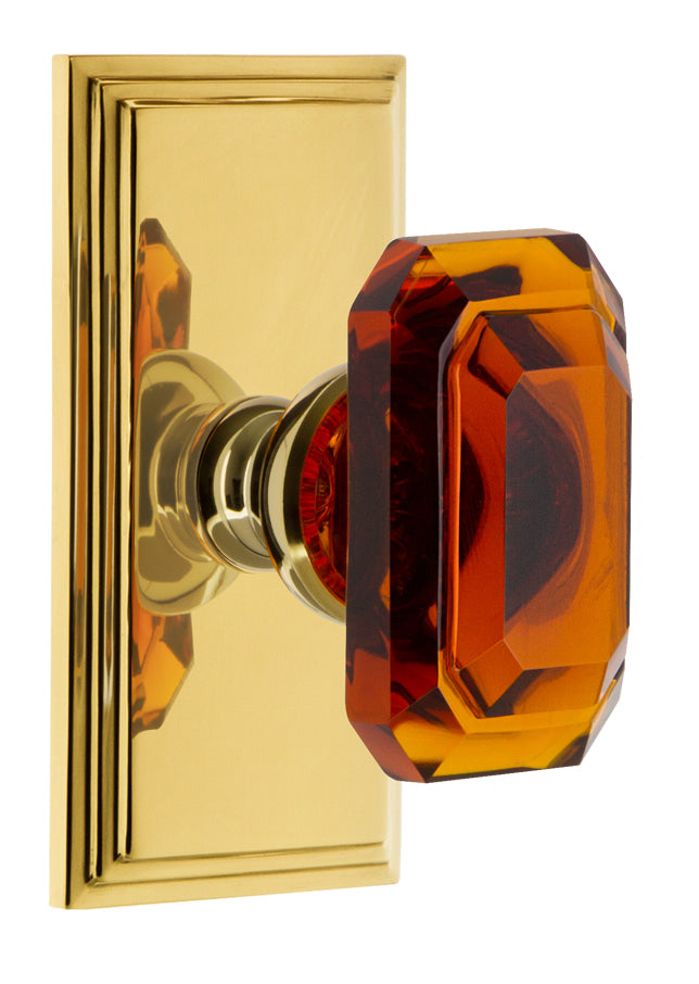 Grandeur Carre Plate with Baguette Amber Knob