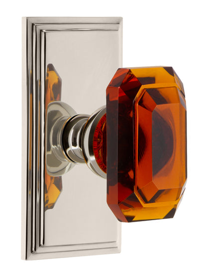 Grandeur Carre Plate with Baguette Amber Knob