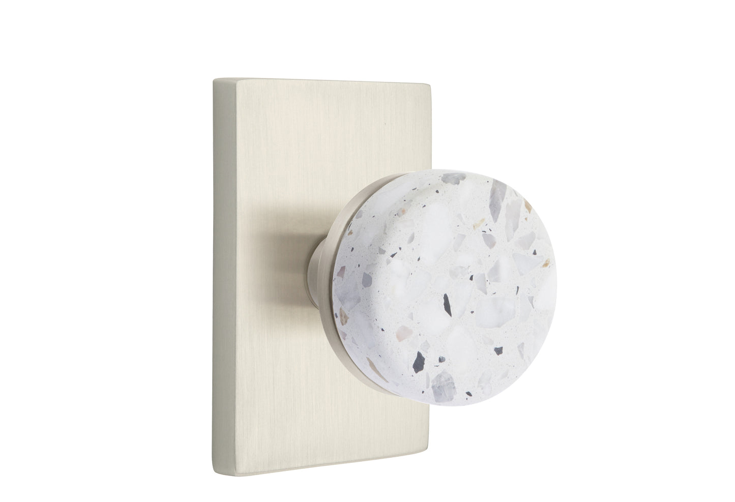 Emtek Conical Light Terrazzo Knob with Modern Rectangular Rosette