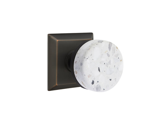 Emtek Conical Light Terrazzo Knob with Quincy Rosette