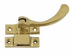 Deltana Solid Brass Reversible Casement Fastener Window Lock - Polished Brass