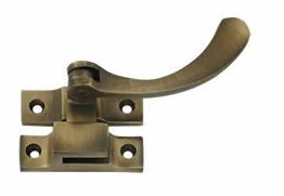 Deltana Solid Brass Reversible Casement Fastener Window Lock - Antique Brass