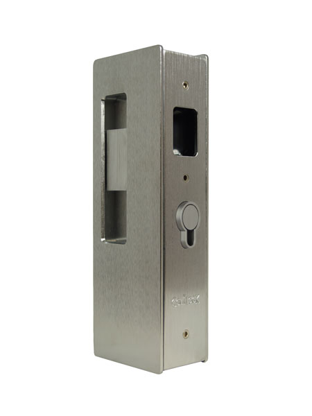 CL400C Keyed Pocket Door Lock Interior - Satin Chrome