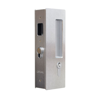 CL400C Keyed Pocket Door Lock - Satin Chrome