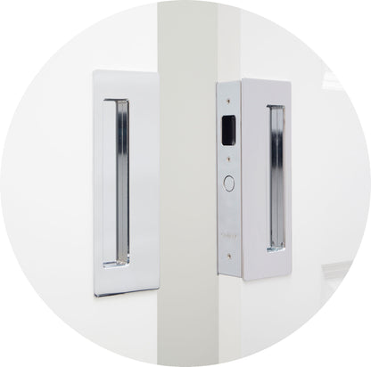 CL400D Privacy Bi-Parting Pocket Door Lock - Polished Chrome