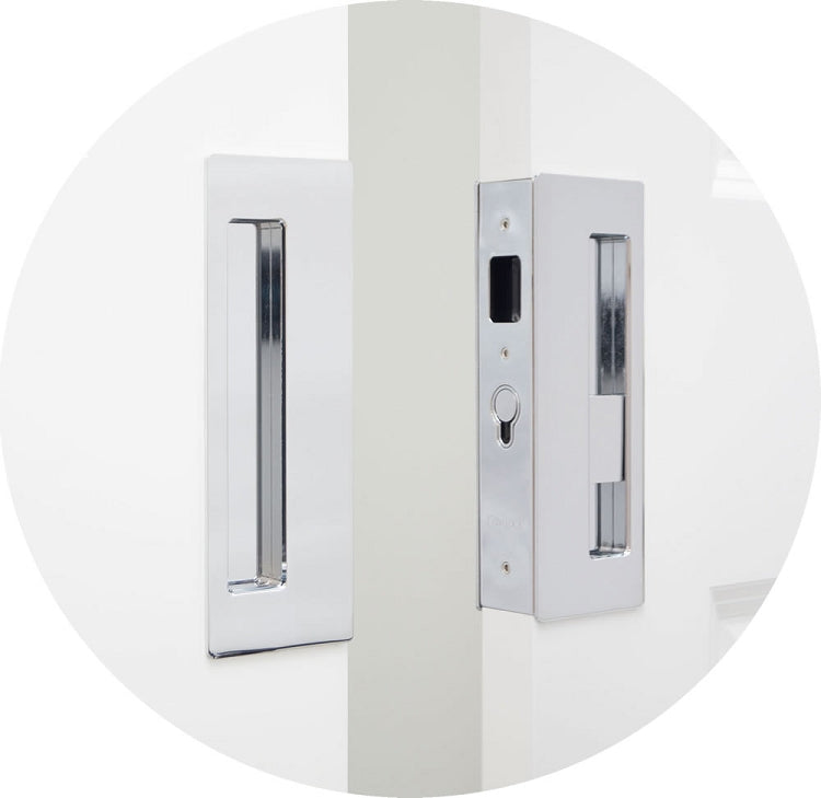 CL400D Privacy Bi-Parting Pocket Door Lock - Polished Chrome