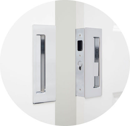 CL400D Privacy Bi-Parting Pocket Door Lock - Polished Chrome