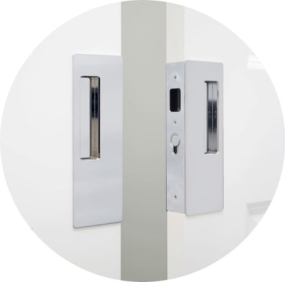 CL400D Privacy Bi-Parting Pocket Door Lock - Polished Chrome
