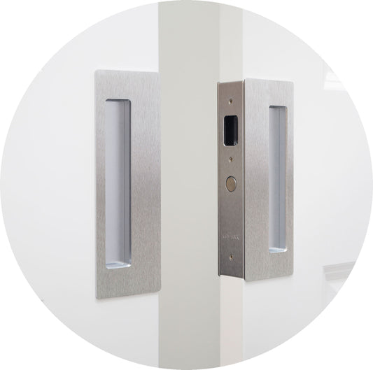CL400D Passage Bi-Parting Pocket Door Lock - Satin Chrome