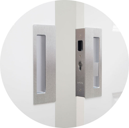 CL400D Privacy Bi-Parting Pocket Door Lock - Satin Chrome