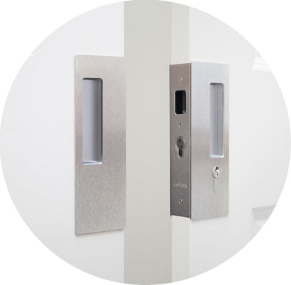 CL400D Privacy Bi-Parting Pocket Door Lock - Satin Chrome