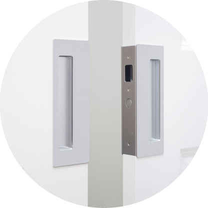CL400D Privacy Bi-Parting Pocket Door Lock Closed - Matte Chrome