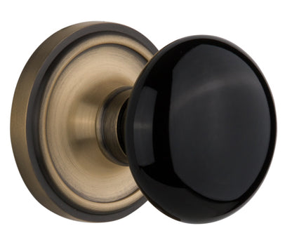 Nostalgic Warehouse Classic Rosette with Black Porcelain Knob - Mortise Lock