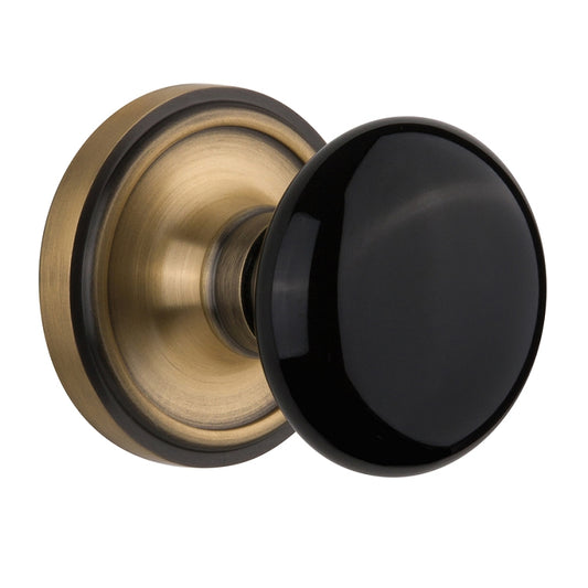 Nostalgic Warehouse Classic Rose with Black Porcelain Knob