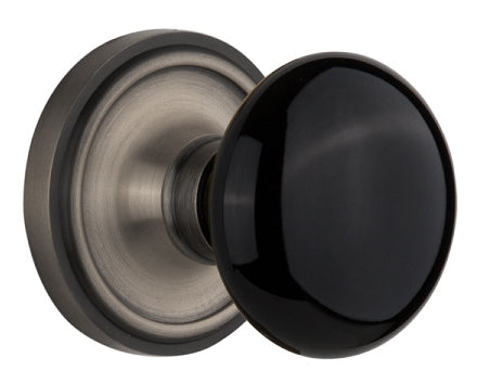 Nostalgic Warehouse Classic Rose with Black Porcelain Knob