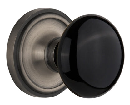 Nostalgic Warehouse Classic Rosette with Black Porcelain Knob - Mortise Lock
