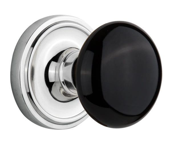 Nostalgic Warehouse Classic Rosette with Black Porcelain Knob - Mortise Lock