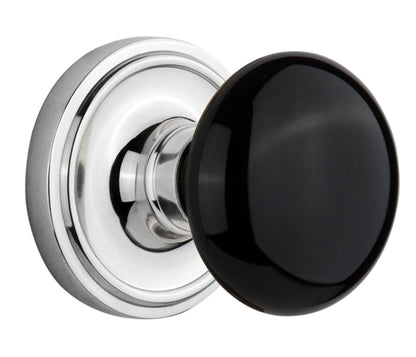 Nostalgic Warehouse Classic Rosette with Black Porcelain Knob - Mortise Lock