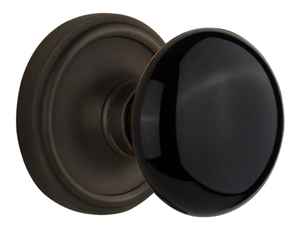 Nostalgic Warehouse Classic Rose with Black Porcelain Knob