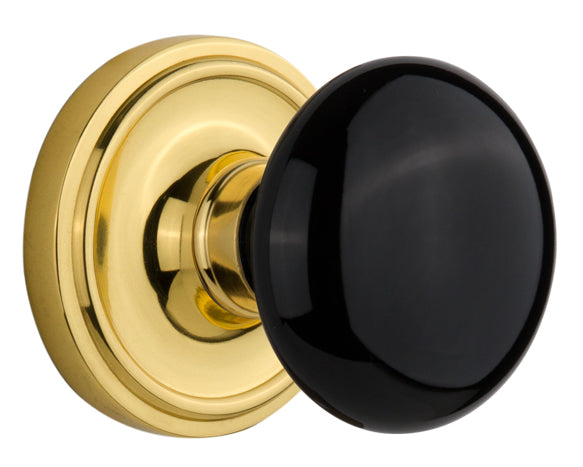 Nostalgic Warehouse Classic Rose with Black Porcelain Knob