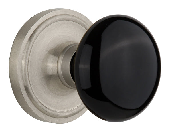 Nostalgic Warehouse Classic Rosette with Black Porcelain Knob - Mortise Lock