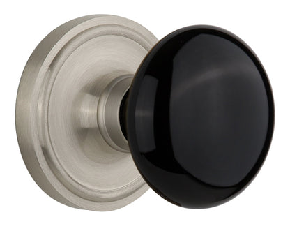 Nostalgic Warehouse Classic Rose with Black Porcelain Knob