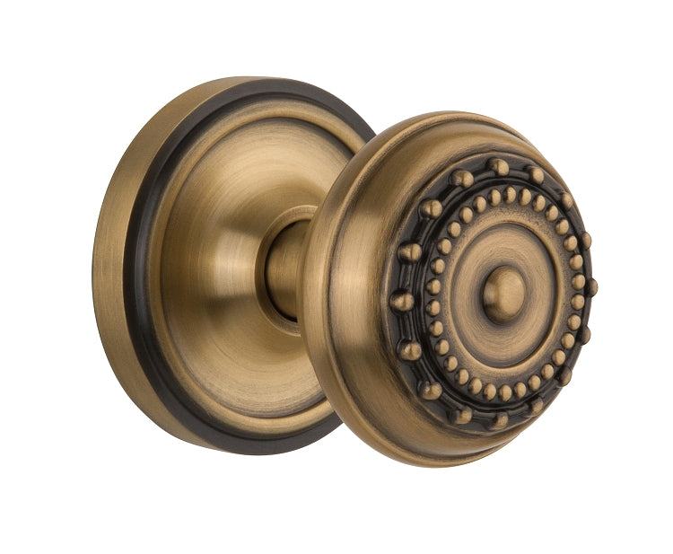 Nostalgic Warehouse Meadows Knob with Classic Rosette - Antique Brass ( All Mortise Come W/ Keyhole )