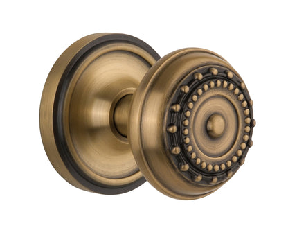 Nostalgic Warehouse Meadows Knob with Classic Rosette - Antique Brass ( All Mortise Come W/ Keyhole )