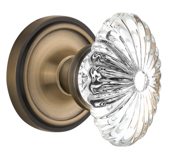 Nostalgic Warehouse Classic Rosette with Oval Fluted Crystal Knob - Mortise Lock