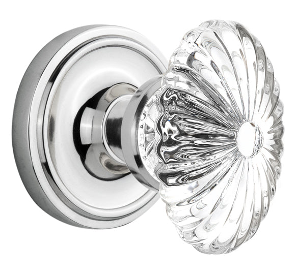 Nostalgic Warehouse Classic Rosette with Oval Fluted Crystal Knob - Mortise Lock