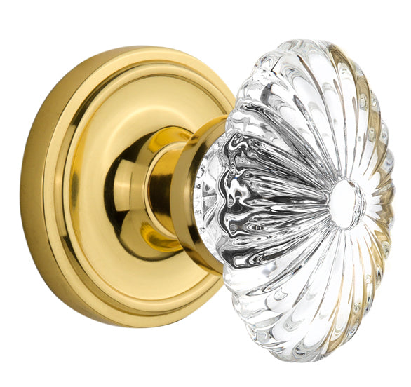 Nostalgic Warehouse Classic Rosette with Oval Fluted Crystal Knob - Mortise Lock