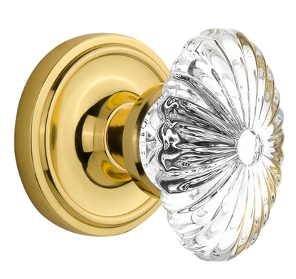 Nostalgic Warehouse Classic Rosette with Oval Fluted Crystal Knob - Mortise Lock