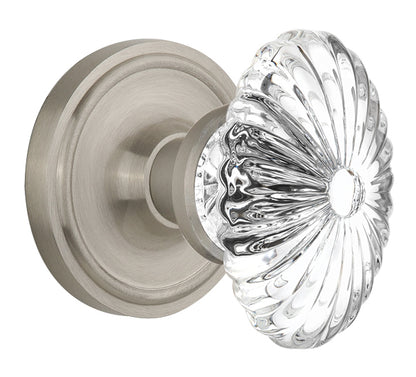 Nostalgic Warehouse Classic Rosette with Oval Fluted Crystal Knob - Mortise Lock