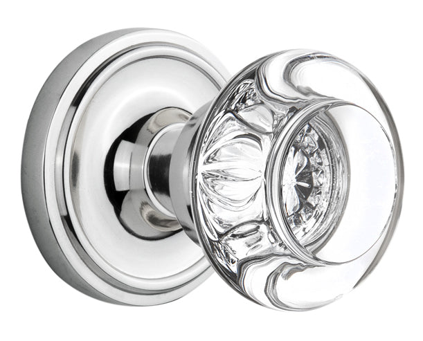 Nostalgic Warehouse Classic Rose with Round Clear Crystal Knob - Mortise Lock