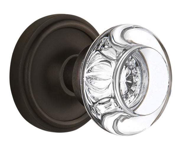 Nostalgic Warehouse Classic Rose with Round Clear Crystal Knob - Mortise Lock