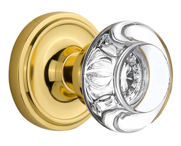 Nostalgic Warehouse Classic Rose with Round Clear Crystal Knob - Mortise Lock