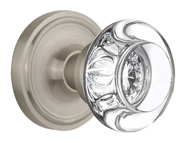 Nostalgic Warehouse Classic Rose with Round Clear Crystal Knob - Mortise Lock