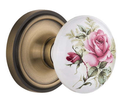 Nostalgic Warehouse Classic Rosette with White/Rose Porcelain Knob