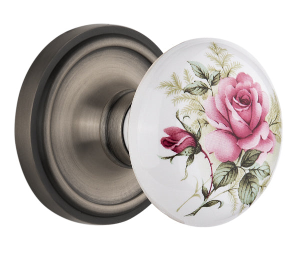 Nostalgic Warehouse Classic Rosette with White/Rose Porcelain Knob