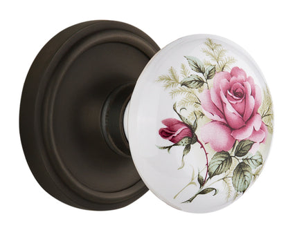 Nostalgic Warehouse Classic Rosette with White/Rose Porcelain Knob