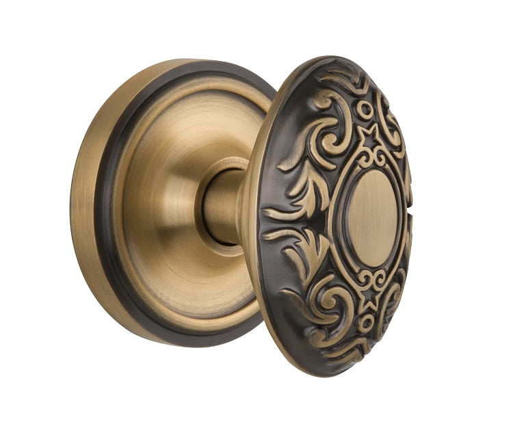 Nostalgic Warehouse Victorian Knob with Classic Rosette - Antique Brass