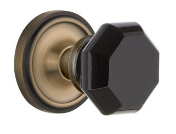 Nostalgic Warehouse Classic Rose with Black Waldorf Crystal Knob