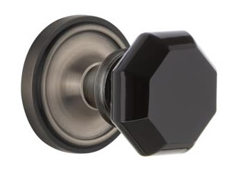 Nostalgic Warehouse Classic Rose with Black Waldorf Crystal Knob