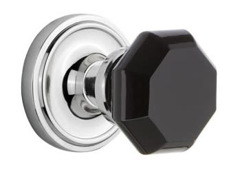 Nostalgic Warehouse Classic Rose with Black Waldorf Crystal Knob