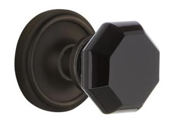 Nostalgic Warehouse Classic Rose with Black Waldorf Crystal Knob