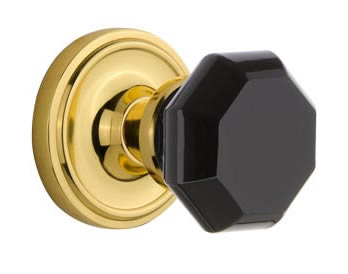 Nostalgic Warehouse Classic Rose with Black Waldorf Crystal Knob