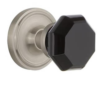 Nostalgic Warehouse Classic Rose with Black Waldorf Crystal Knob